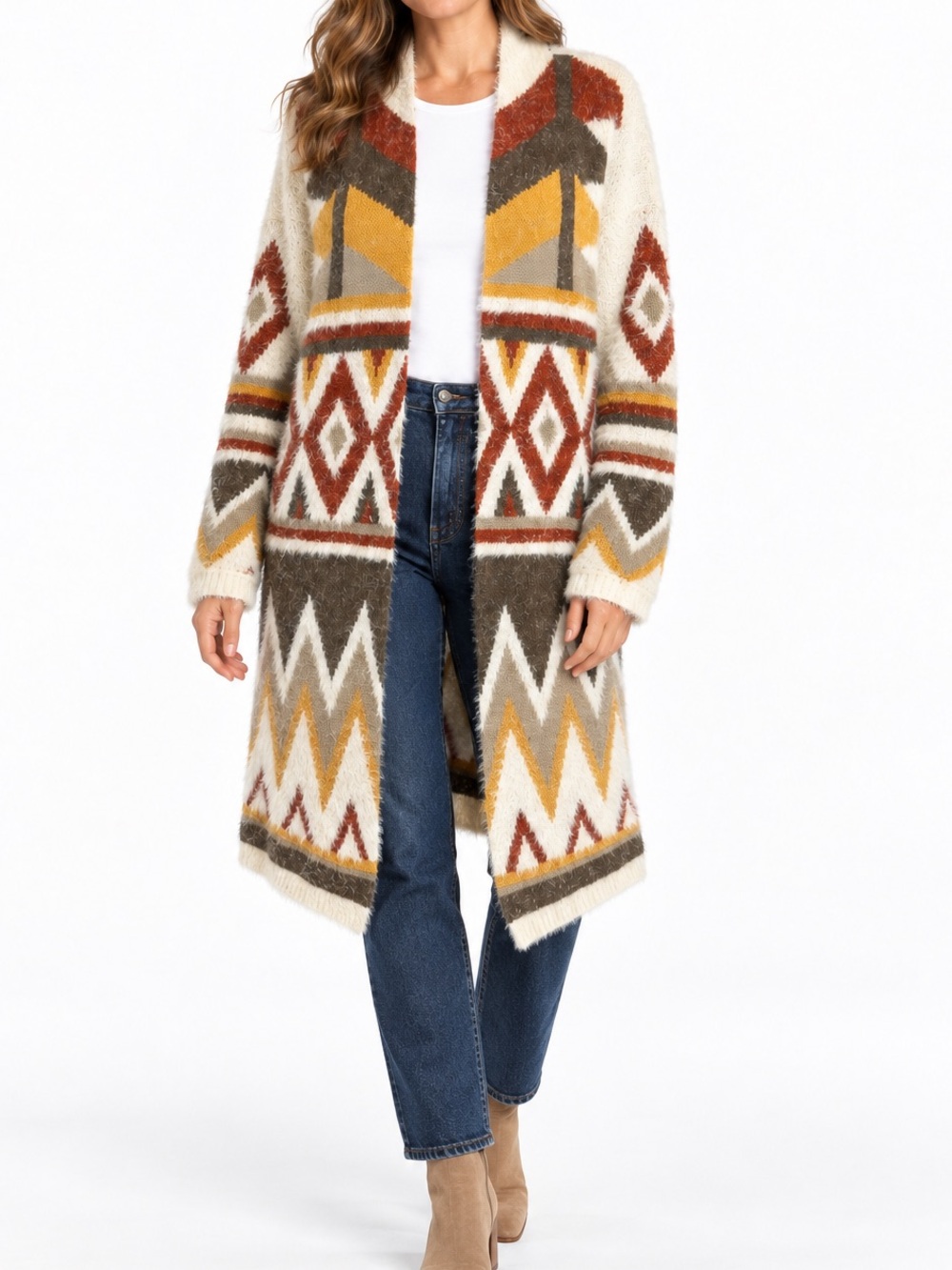 MM by My Michelle XL Fuzzy Southwestern Open Front Duster Cardigan